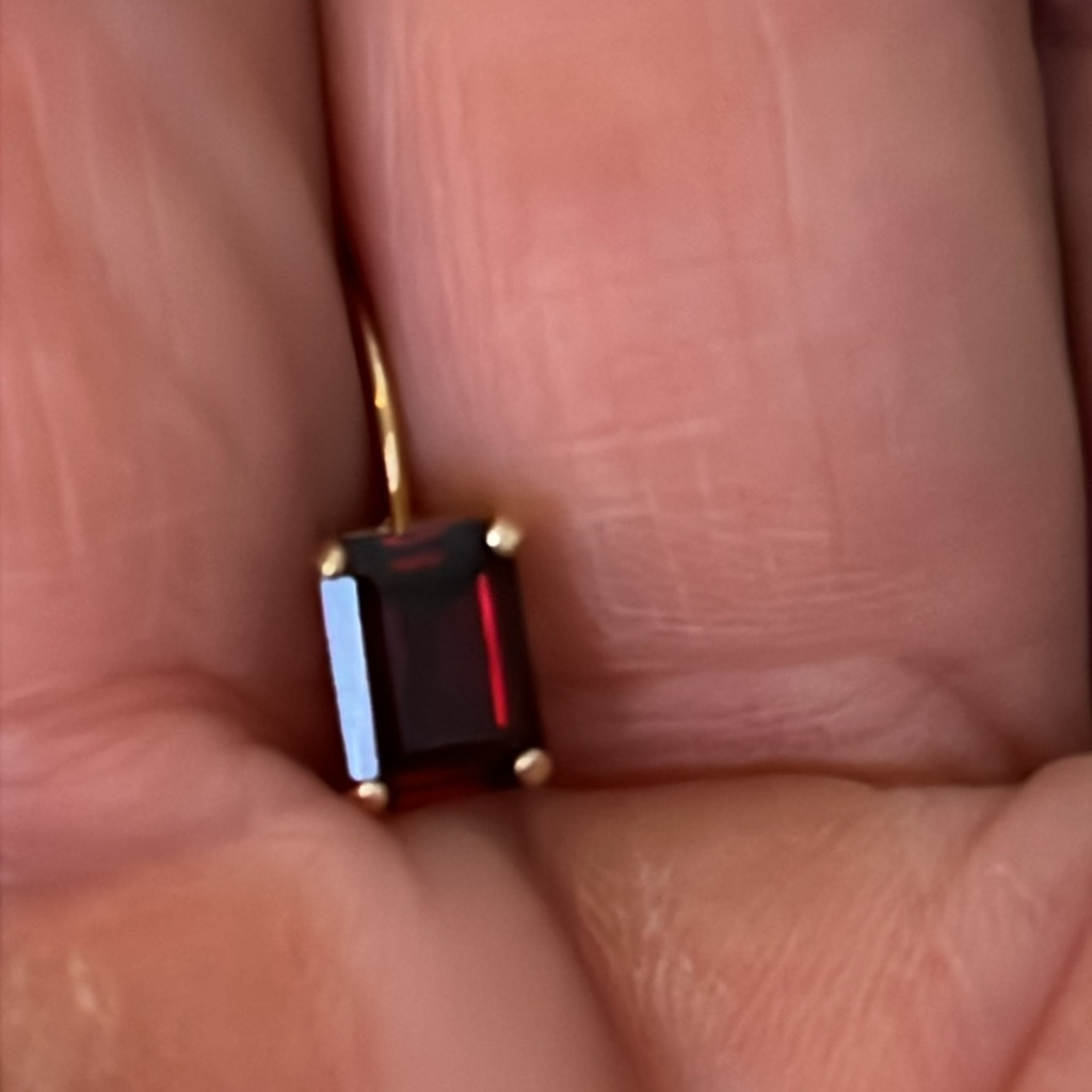 14k Gold & Garnet Earrings Huggie Mexico